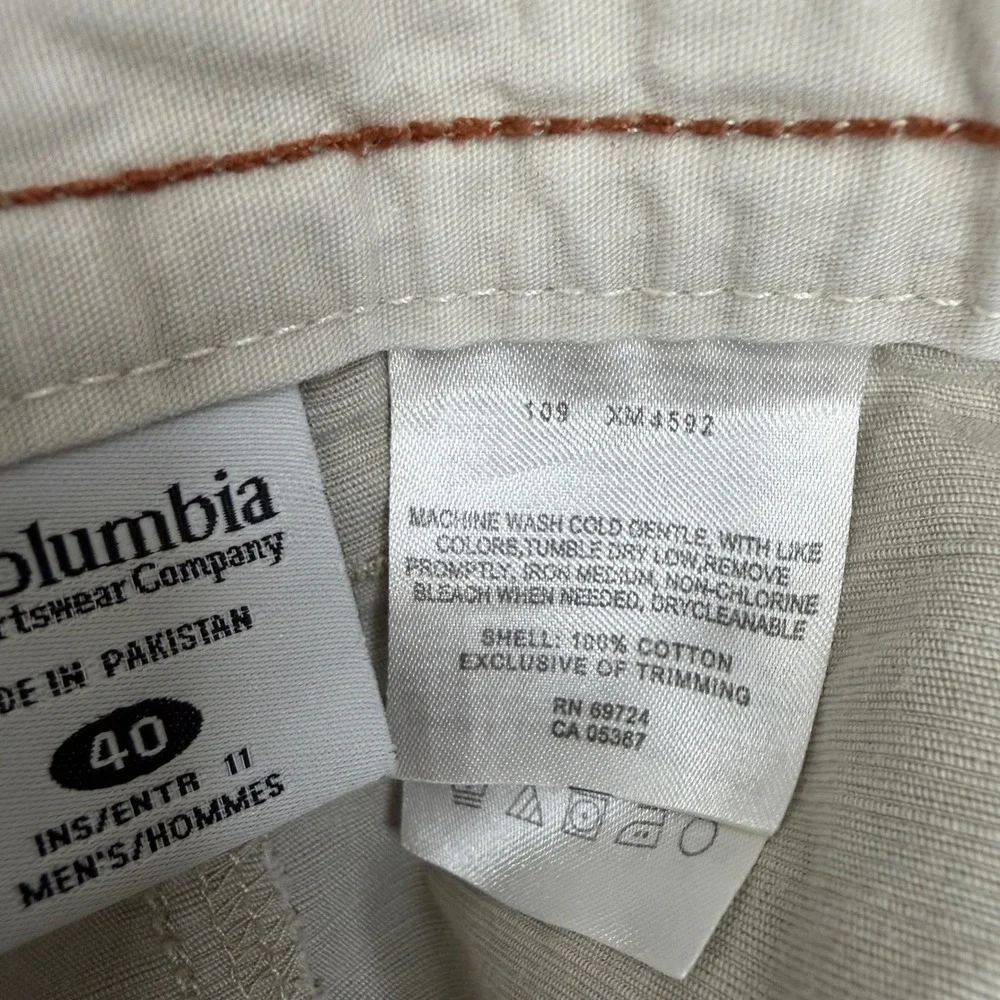 Columbia Men 40 Khaki Tan Cotton Cargo Shorts XM4592 Outdoor Hiking Utility